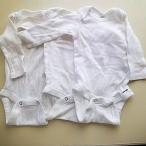 Set of three long sleeve white onesies